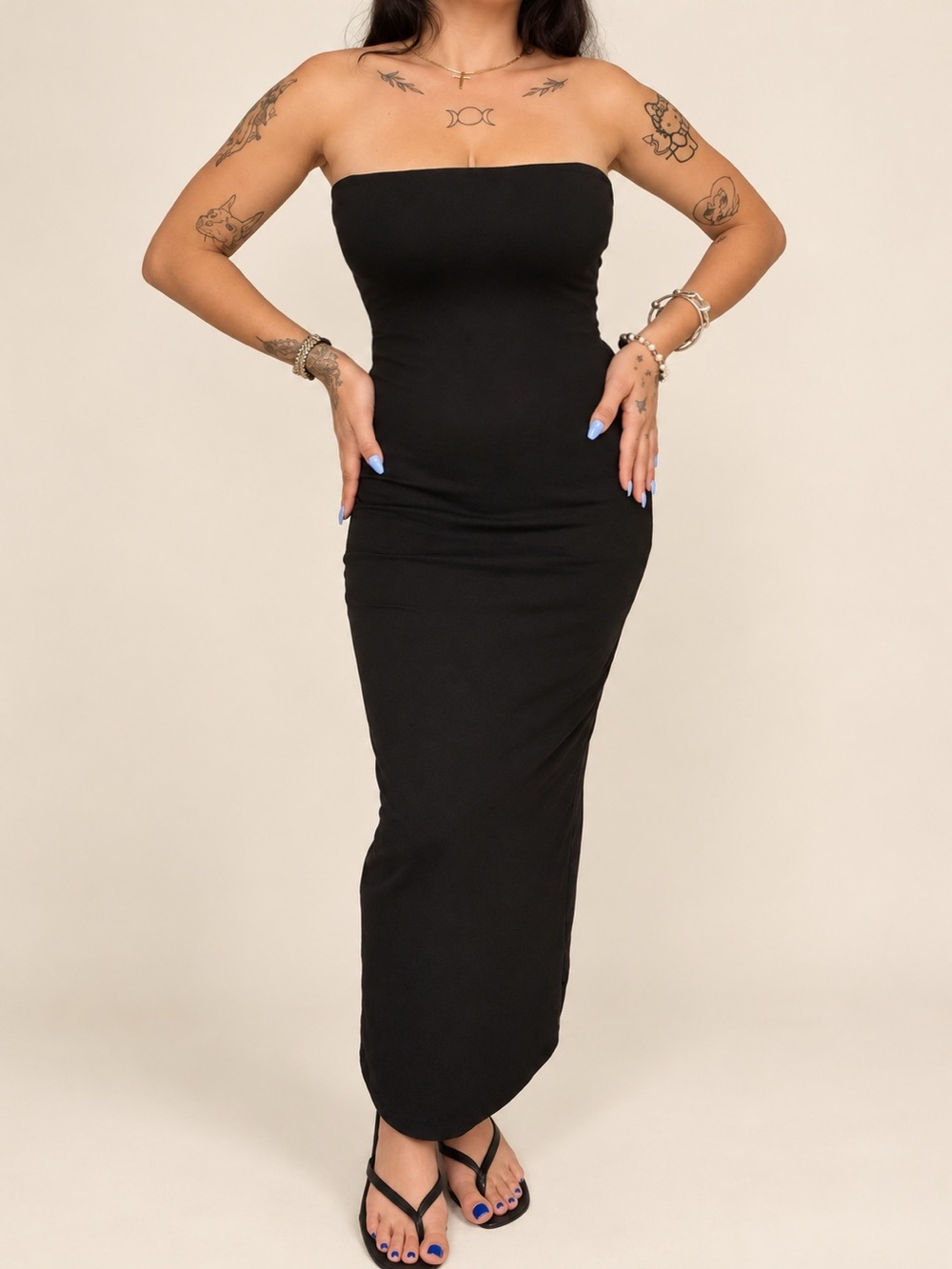 Forever 21 Black Strapless Maxi Tube Dress